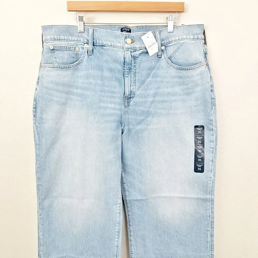 J. CREW | NWT Light Wash Wide Leg Crop Jean Stretch High Rise | Size 35, (20) - Picture 3 of 9